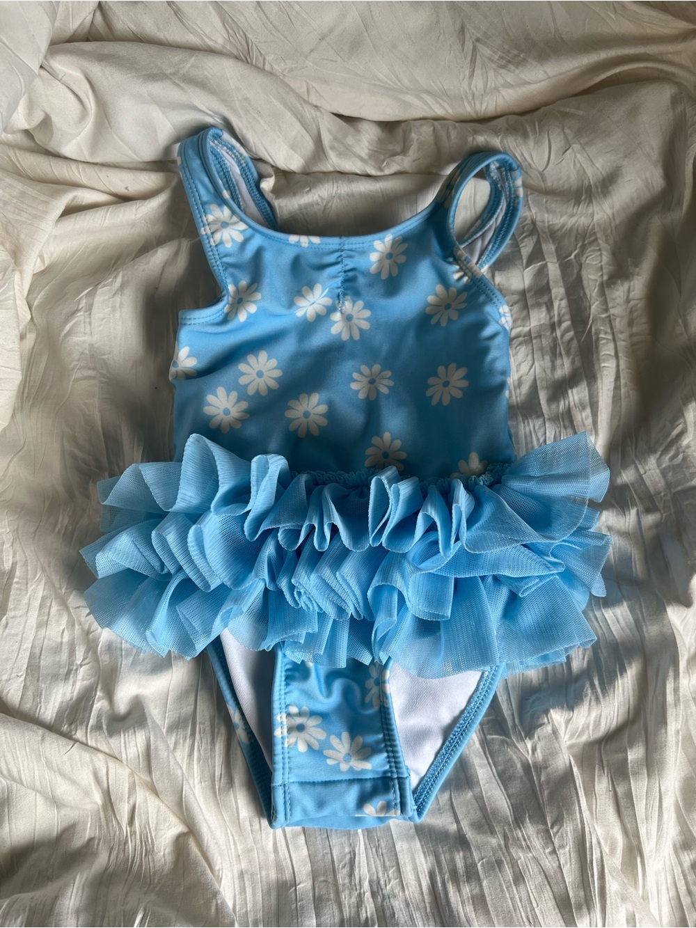 Cat & Jack Light Blue Daisy Ruffle Tutu One-Piece